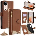 Per vivo S19 Crossbody Chain Fishtail Litchi Custodia in pelle per telefono (marrone)