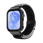 Per Huawei Watch Fit3 cinturino in metallo spazzolato con cornice nera (nero grigio)