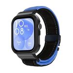 Per Huawei Watch Fit3 cinturino in metallo spazzolato con cornice nera (nero blu)