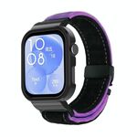 Per Huawei Watch Fit3 cinturino in metallo spazzolato con cornice nera (nero viola)