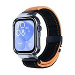 Per Huawei Watch Fit3 cinturino in metallo spazzolato con cornice argentata (nero arancione)