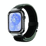 Per Huawei Watch Fit3 cinturino in metallo spazzolato con cornice argentata (nero verde militare)