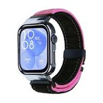 Per Huawei Watch Fit3 cinturino in metallo spazzolato con cornice argentata (nero rosa rosso)