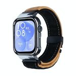 Per Huawei Watch Fit3 cinturino in metallo spazzolato con cornice argentata (nero marrone chiaro)