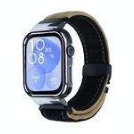 Per Huawei Watch Fit3 cinturino in metallo spazzolato con cornice argentata (nero marrone scuro)