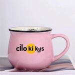 Tazza da acqua con pancia grande in ceramica stampata Cilokikus, stampa su richiesta (rosa)