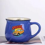 Tazza per acqua con stampa in ceramica con pancia grande e stampa su richiesta (blu scuro)