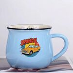 Tazza per acqua con pancia grande in ceramica stampata su auto, stampa su richiesta (azzurro cielo)