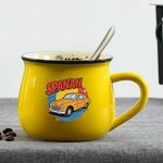 Tazza per acqua con pancia grande in ceramica stampata su auto, stampa su richiesta (giallo)