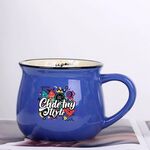 Tazza per acqua con pancia grande in ceramica stampata con graffiti Stampa su richiesta (blu scuro)