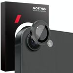 Per iPhone 16e NORTHJO Pellicola protettiva per obiettivo della fotocamera CD con anello in metallo in vetro temperato (nero)