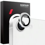 Per iPhone 16e NORTHJO Pellicola protettiva per obiettivo della fotocamera CD con anello in metallo in vetro temperato (argento)