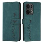 Per OPPO Reno13 Pro Custodia per telefono in pelle con stampa a cuore e cordino lungo (verde)