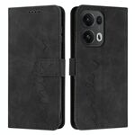 Per OPPO Reno13 Pro Custodia per telefono in pelle con stampa a cuore e cordino lungo (nero)