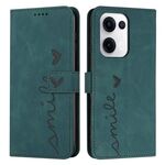 Per OPPO Reno13 5G Custodia per telefono in pelle con stampa a cuore e cordino lungo (verde)