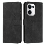 Per OPPO Reno13 5G Custodia per telefono in pelle con stampa a cuore e cordino lungo (nero)