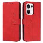 Per OPPO Reno13 5G Custodia per telefono in pelle con stampa a cuore e cordino lungo (rosso)