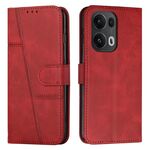 Per OPPO Reno13 Pro 5G Custodia per telefono in pelle con fibbia con texture di vitello con cuciture globali (rosso)