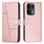 Per OPPO Reno13 Pro 5G Custodia per telefono in pelle con fibbia con texture di vitello con cuciture globali (oro rosa)