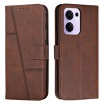 Per OPPO Reno13 F 5G / 4G Custodia per telefono in pelle con fibbia e texture in vitello con cuciture (marrone)