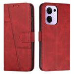 Per OPPO Reno13 F 5G / 4G Custodia per telefono in pelle con fibbia e texture in vitello con cuciture (rosso)