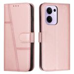 Per OPPO Reno13 F 5G / 4G Custodia per telefono in pelle con fibbia e texture in vitello con cuciture (oro rosa)
