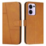 Per OPPO Reno13 F 5G / 4G Custodia per telefono in pelle con fibbia e texture in vitello con cuciture (giallo)