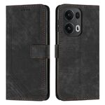 Per OPPO Reno13 Pro Custodia per telefono in pelle con motivo a strisce Global Skin Feel con cordino lungo (nero)