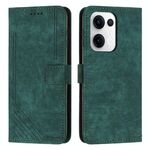 Per OPPO Reno13 5G Custodia per telefono in pelle con motivo a strisce Global Skin Feel e cordino lungo (verde)