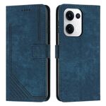 Per OPPO Reno13 5G Custodia per telefono in pelle con motivo a strisce Global Skin Feel e cordino lungo (blu)