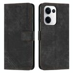 Per OPPO Reno13 5G Custodia per telefono in pelle con motivo a strisce Global Skin Feel e cordino lungo (nero)