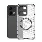 Per OPPO Reno13 5G Custodia antiurto per telefono con anello magnetico a nido d'ape globale (bianco)