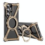 Per Samsung Galaxy S24 Ultra 5G Custodia antiurto per telefono con airbag magnetico MagSafe in lega di titanio (oro deserto)