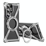 Per Samsung Galaxy S24 Ultra 5G Custodia antiurto per telefono con airbag magnetico MagSafe in lega di titanio (argento)