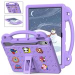 Per Lenovo Xiaoxin Pad Pro 12.7 2025 Custodia per tablet antiurto in EVA con supporto per bambini (viola chiaro)