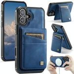Per iPhone 16 AutSpace A12 MagSafe Magnetic RFID Card Bag Custodia per telefono (blu)