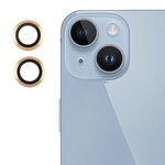 Per iPhone 15 Plus / 15 / 14 Plus / 14 Cover per fotocamera posteriore Pellicola per obiettivo in vetro temperato 9H (oro)