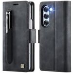 Per Samsung Galaxy Z Fold6 5G AutSpace A11 Side Buckle MagSafe Magnetico RFID Custodia in Pelle per Telefono (Nero)