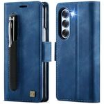 Per Samsung Galaxy Z Fold6 5G AutSpace A11 Side Buckle MagSafe Magnetico RFID Custodia in Pelle per Telefono (Blu)