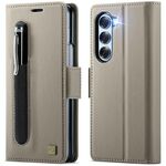 Per Samsung Galaxy Z Fold6 5G AutSpace A11 Side Buckle MagSafe Magnetico RFID Custodia in Pelle per Telefono (Grigio)