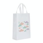 Borsa in tessuto non tessuto stampato con nuvole, stampa su richiesta, dimensioni: 38x30x10 cm (bianco)
