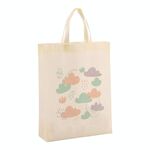 Borsa in tessuto non tessuto stampato con nuvole, stampa su richiesta, dimensioni: 41x35x12 cm (beige)