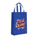 Borsa in tessuto non tessuto stampato con alfabeto arancione, stampa su richiesta, dimensioni: 35x25x10 cm (blu reale)