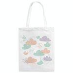 Borsa in tela stampata con nuvole, stampa su richiesta, dimensioni: 25x20 cm (bianco)