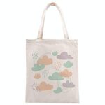 Borsa in tela stampata con nuvole, stampa su richiesta, dimensioni: 25x20 cm (beige)