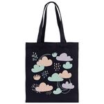 Borsa in tela stampata con nuvole, stampa su richiesta, dimensioni: 25x20 cm (nero)