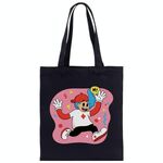 Borsa a mano in tela stampata con ragazzo rosa, stampa su richiesta, dimensioni: 25x20 cm (nero)