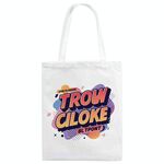 Borsa in tela stampata con alfabeto arancione, stampa su richiesta, dimensioni: 25x20 cm (bianco)