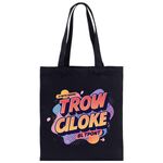 Borsa in tela stampata con alfabeto arancione, stampa su richiesta, dimensioni: 25x20 cm (nero)