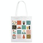 Borsa in tela stampata a griglia, stampa su richiesta, dimensioni: 25x20 cm (bianco)